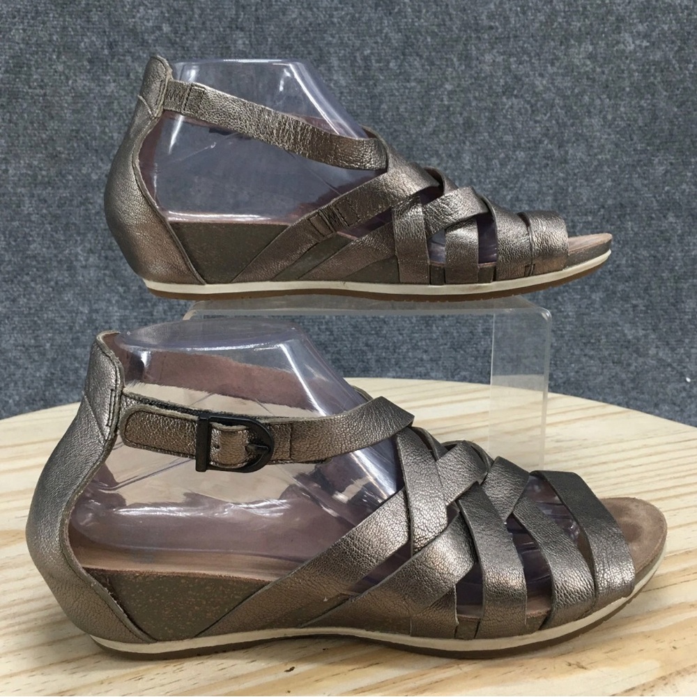 Dansko Women's Metallic Brown Strappy Wedge Sandals Size 40